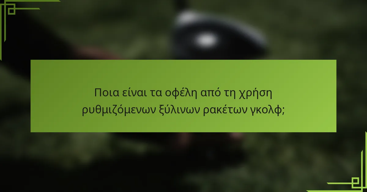 Ποια είναι τα οφέλη από τη χρήση ρυθμιζόμενων ξύλινων ρακέτων γκολφ;