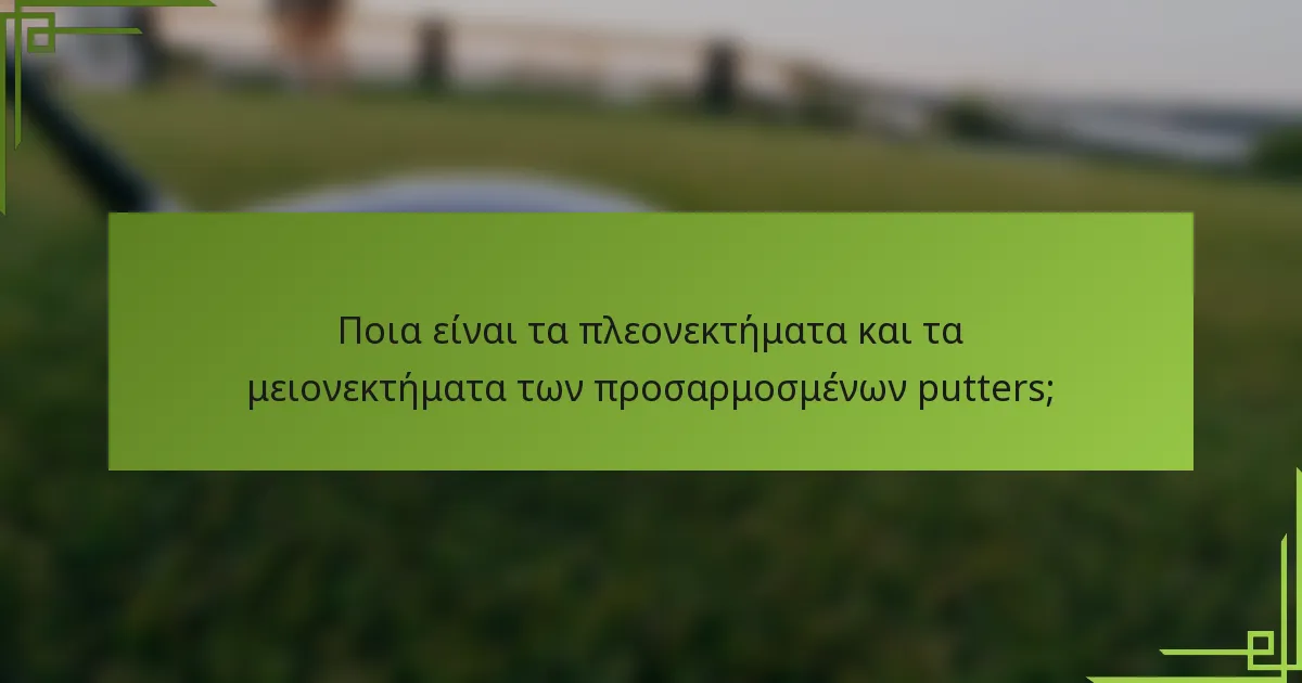 Ποια είναι τα πλεονεκτήματα και τα μειονεκτήματα των προσαρμοσμένων putters;