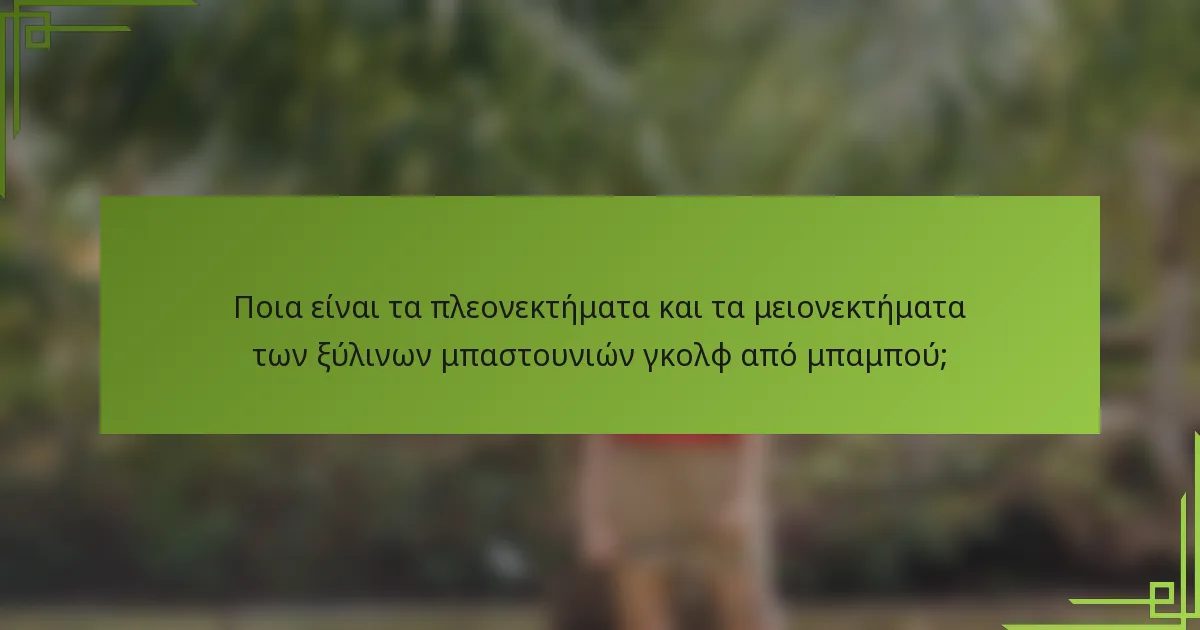 Ποια είναι τα πλεονεκτήματα και τα μειονεκτήματα των ξύλινων μπαστουνιών γκολφ από μπαμπού;