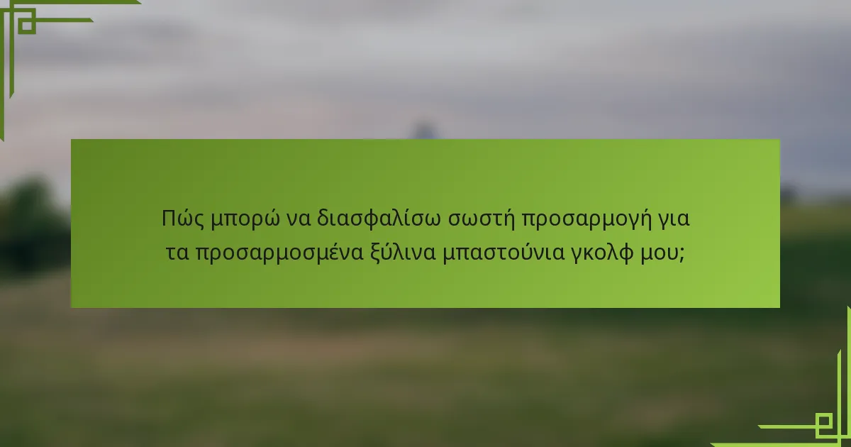 Πώς μπορώ να διασφαλίσω σωστή προσαρμογή για τα προσαρμοσμένα ξύλινα μπαστούνια γκολφ μου;