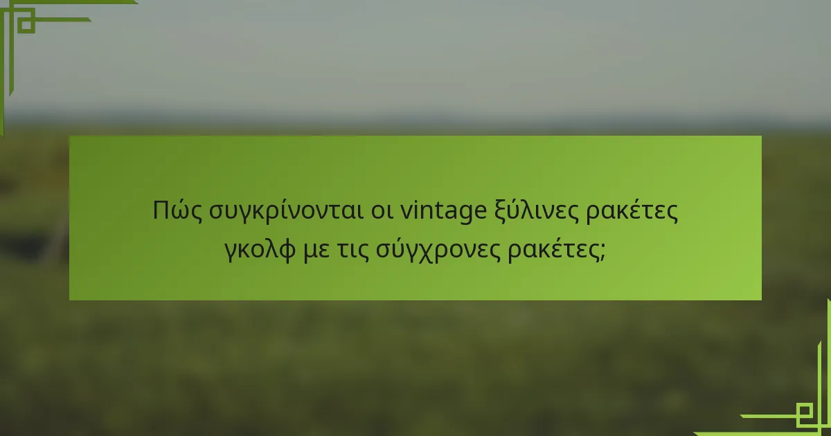 Πώς συγκρίνονται οι vintage ξύλινες ρακέτες γκολφ με τις σύγχρονες ρακέτες;